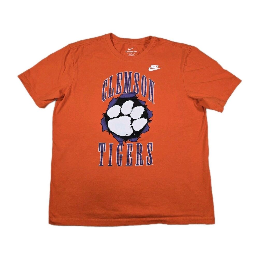Mens Nike Clemson University Tigers T Shirt Large Orange ACC